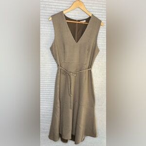 Maisie V-neck Sleeveless Midi Dress Houndstooth Cream Sand Brown Size L